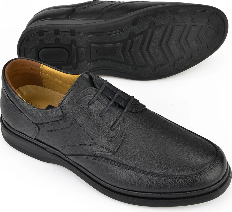 زيا , Men's Genuine Leather Comfort Shoes 1311018ZB209 Black