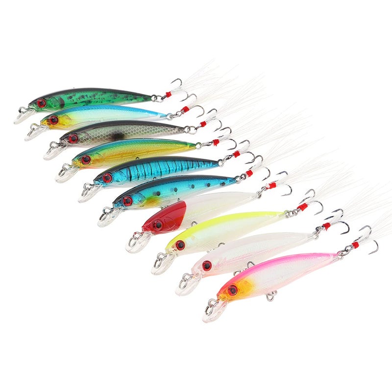 OriGlam 10pcs 3D Artificial Minnow Fishing Lures Baits, Fishing Tackle CrankBait Bass, Hard Bait Swimbait Fishing Lure - Image 1