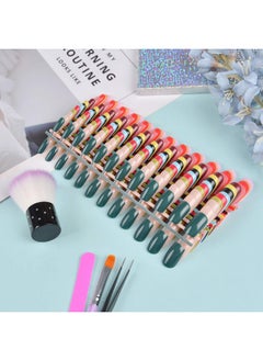 EBANKU Assorted Colored Fake Nails Medium Length Press On Nails, Ebanku 32 Colors Fake Nails Short Square French False Full Nail Tips Acrylic Nail For Women Girl  - Image 3