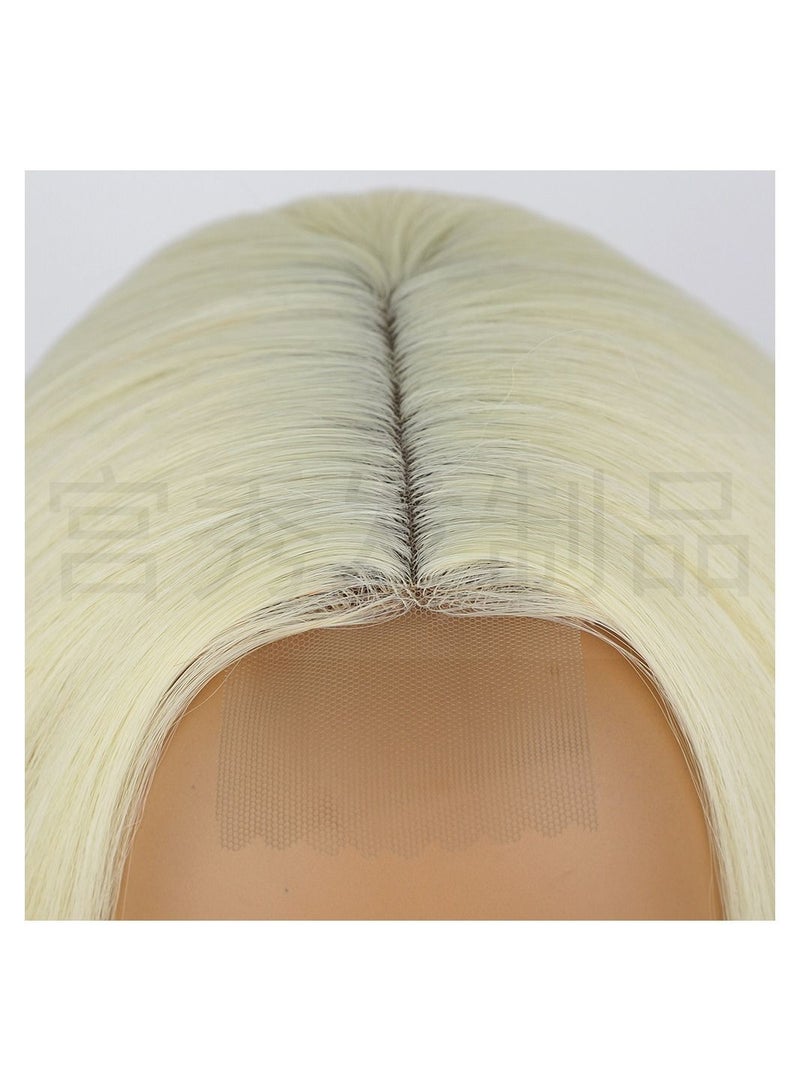 إستيل شعر مستعار أوروبي وأمريكي برتقالي متدرج قصير مستقيم شعر بوب في منتصف رأس دانتيل مقسم بدلة شعر مستعار برتقالي - Image 3