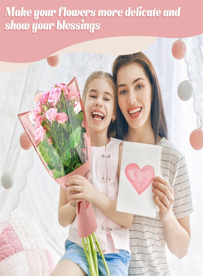 Excefore إكسي فور، 100 قطعة أكياس تغليف الزهور، 11 × 5.1 × 17.3 بوصة أكمام ورق كرافت شفاف للباقة، أكياس تغليف زهور متعددة ليوم الأم، الذكرى السنوية، الزفاف (5 ألوان) - Image 5