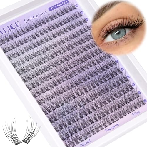 Alice Natural Lash Clusters Wispy Lash Extensions Short 10-14mm DIY Cluster Eyelash Extension C-Curly 280pcs Soft Thin Band Individual Lashes by ALICE - Image 1
