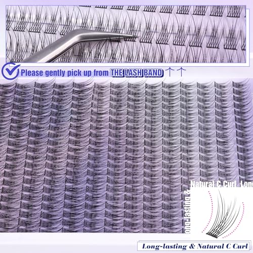 Alice Natural Lash Clusters Wispy Lash Extensions Short 10-14mm DIY Cluster Eyelash Extension C-Curly 280pcs Soft Thin Band Individual Lashes by ALICE - Image 4