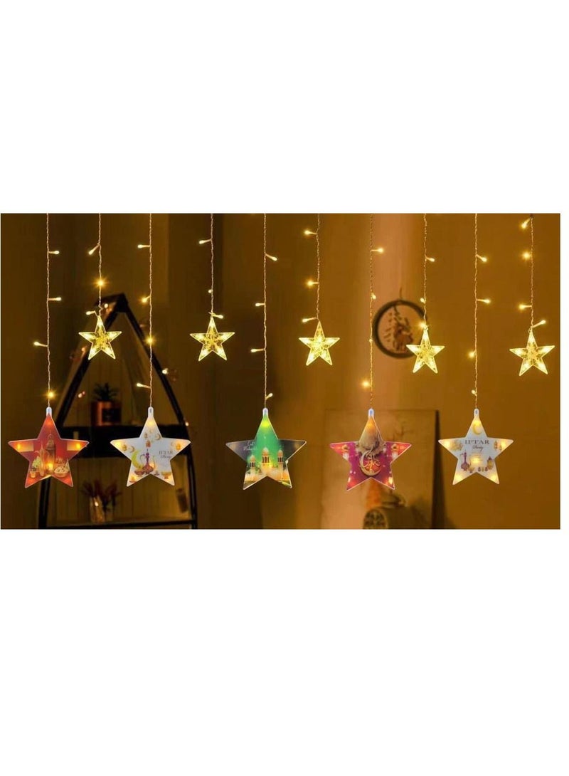 New Star Moon Lamp Fairy Curtain String Lights Garland Christmas Lights Decor for Room Home Wedding Party Window Decor Stars colors  light - Image 1