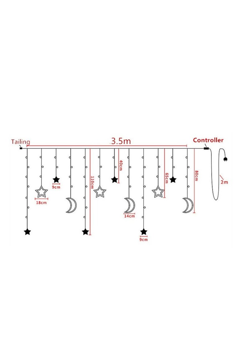 New Star Moon Lamp Fairy Curtain String Lights Garland Christmas Lights Decor for Room Home Wedding Party Window Decor Stars colors  light - Image 2