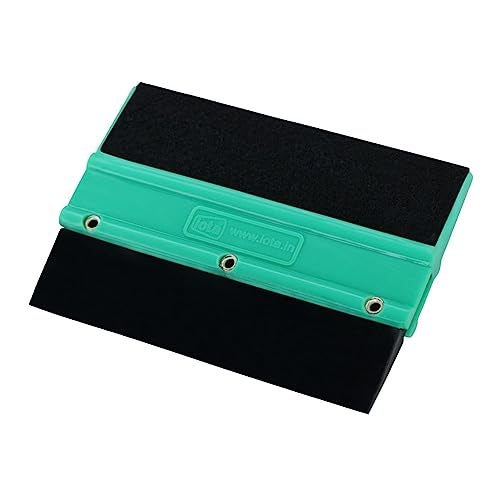 iota Double Edge Squeegee | One Side Rubber & One Side Microfiber Felt | 10.5cm Vinyl Wrap Applicator for Car Window Tinting, Decal & Film Installation | Color- Green - Image 1