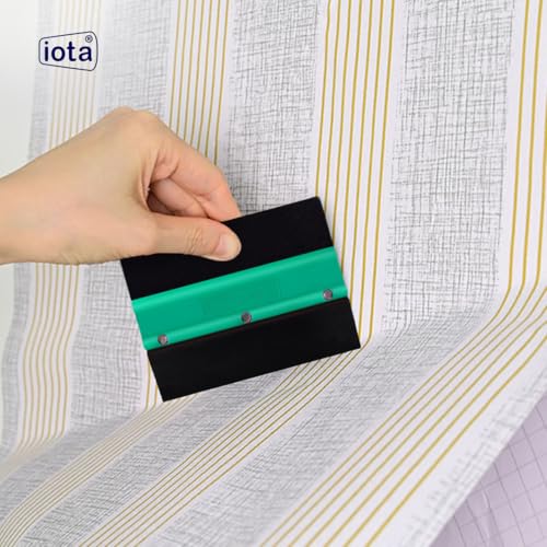 iota Double Edge Squeegee | One Side Rubber & One Side Microfiber Felt | 10.5cm Vinyl Wrap Applicator for Car Window Tinting, Decal & Film Installation | Color- Green - Image 5