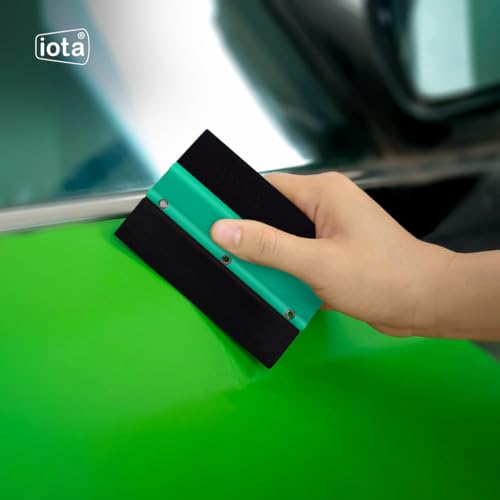 iota Double Edge Squeegee | One Side Rubber & One Side Microfiber Felt | 10.5cm Vinyl Wrap Applicator for Car Window Tinting, Decal & Film Installation | Color- Green - Image 4