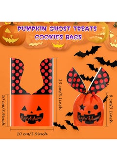 Chinco 100 Pieces Halloween Plastic Bags Candy Bags Orange Pumpkin And White Ghost Trick Or Treat Plastic Bags For Party Favor Treats Snacks Halloween Party Supplies Decoration  - Image 5