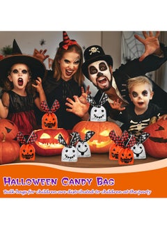 Chinco 100 Pieces Halloween Plastic Bags Candy Bags Orange Pumpkin And White Ghost Trick Or Treat Plastic Bags For Party Favor Treats Snacks Halloween Party Supplies Decoration  - Image 3