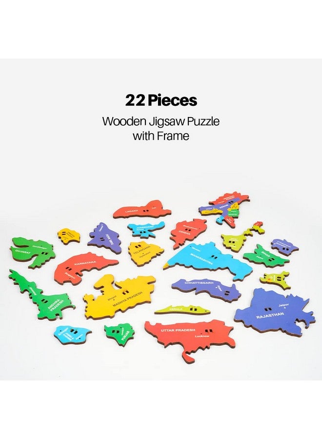 RATNA'S Ratna's Wooden India Mapography | Pick & Fix The Pieces with The Help of Plucker provided | Framed Jigsaw Puzzle Educational Toy and Learning Aid for Boys and Girls  - Image 3