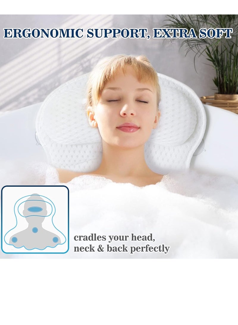 Bath Pillow Bathtub Pillow, Luxury Bath Pillows for Tub Neck and Back Support, Bath Tub Pillow Headrest with Soft 4D Mesh Fabric and Non-Slip Suction Cups, Relaxing Bath Accessories Spa Gifts  - Image 2