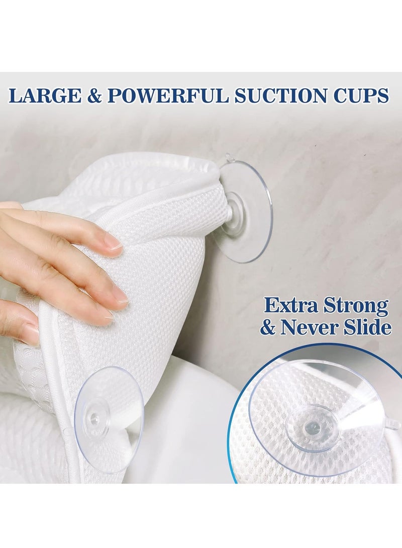 Bath Pillow Bathtub Pillow, Luxury Bath Pillows for Tub Neck and Back Support, Bath Tub Pillow Headrest with Soft 4D Mesh Fabric and Non-Slip Suction Cups, Relaxing Bath Accessories Spa Gifts  - Image 5