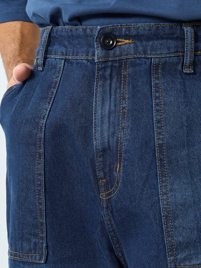 ستايلي جينز واسع الساق رجالي غسيل داكن - Image 3