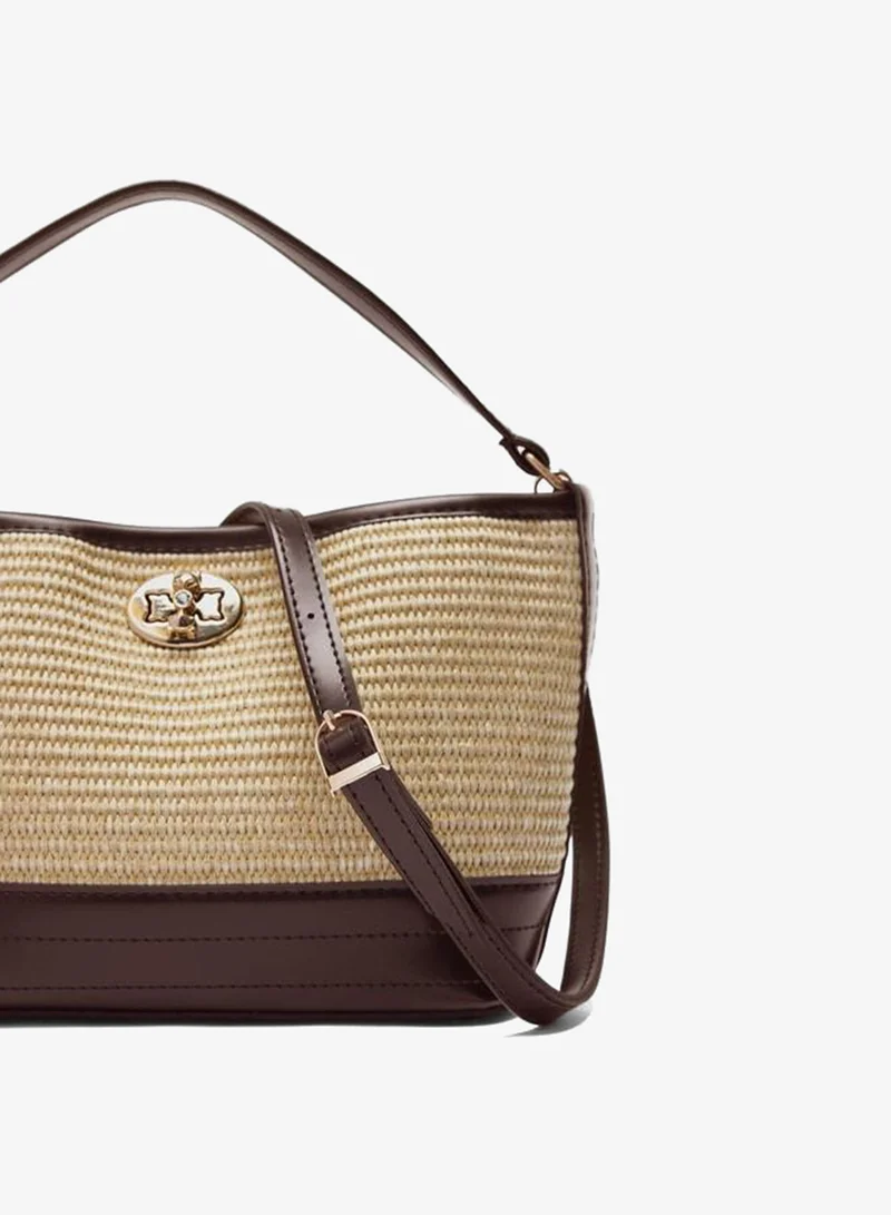 Shule Bags  Urban Wicker-Look Lockable Shoulder Bag Taba. for Women | Best Price UAE