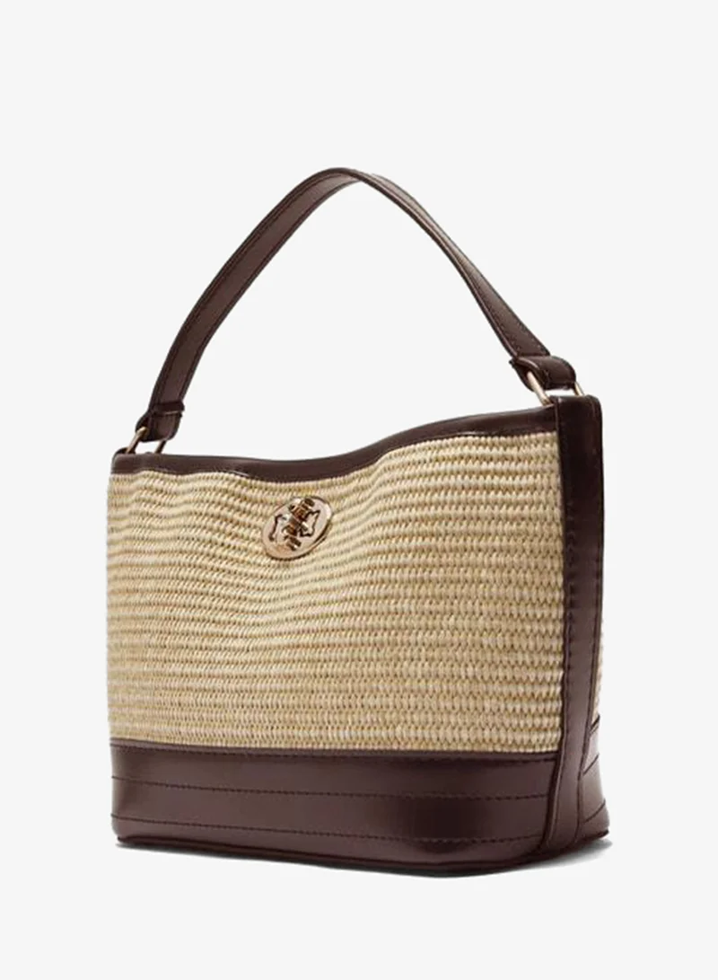 Shule Bags  Urban Wicker-Look Lockable Shoulder Bag Taba. for Women | Best Price UAE
