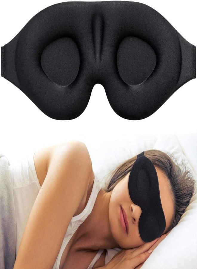 STEFLON 3D Memory Foam Sleep Mask for Men & Women – Complete Blackout Eye Mask for Sleeping, Soft Breathable Night Eye Cover, Adjustable Blindfold for Travel, Nap & Home Use (Black) - Image 1