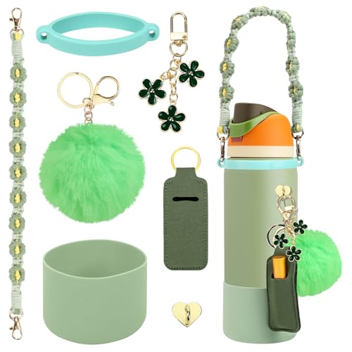 SLEILIN Compatible for Owala Accessories Bundle: Silicone Boot for 24oz & 32oz Bottles, Charms, Handle,Strap, Rubber Bottoms, and Decorative Add-ons for Your Compatible for Owala Water Bottle, Camo Cool - Image 1