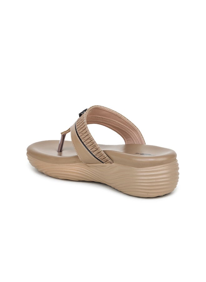 She Zone صنادل مريحة مفتوحة الأصابع باللون البيج للنساء - Image 3