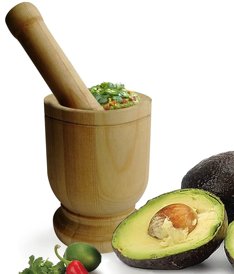 Bene Casa - Natural Wooden Mortar and Pestle (5" x 3.5" - 8 oz Capacity) - Grinder for Spices, Seasonings, Pastes, Pesto, and Guacamole - Image 3