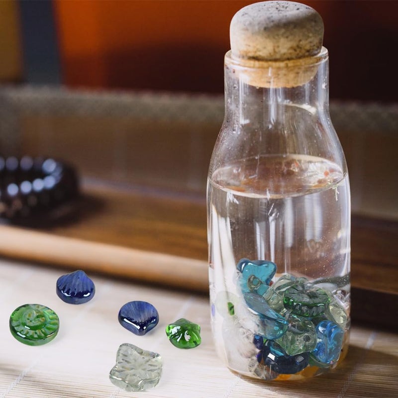 VIOCIWUO Glass Pebbles for Decorative 1LB, Flat Marbles Glass Beads Stone for Floral Arrangements Vases Gem Aquarium Pebbles Vase Filler Decor - Image 3