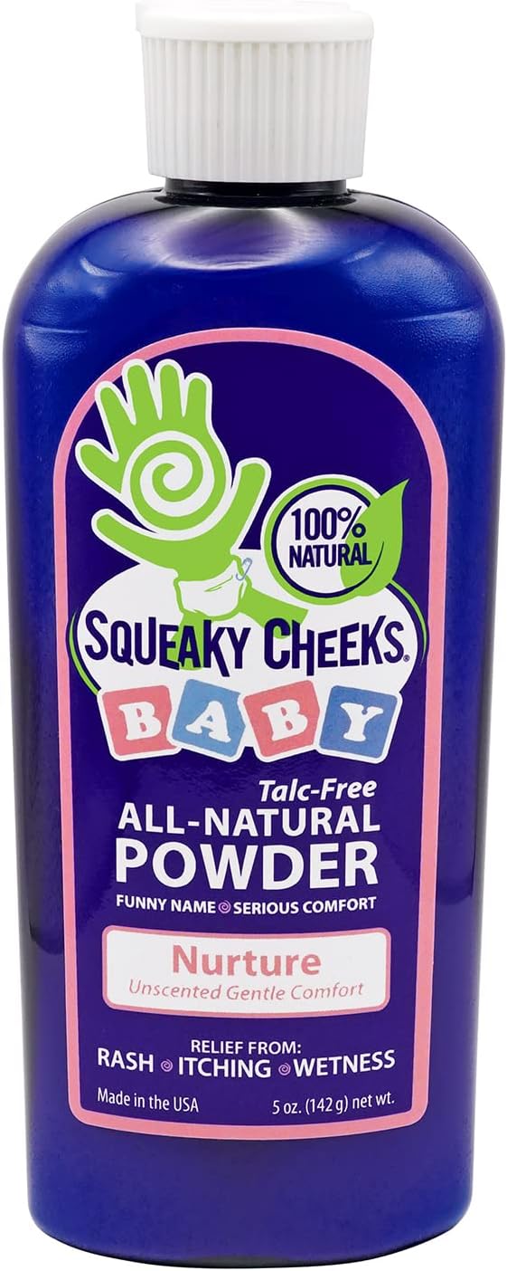 Squeaky Cheeks Baby Powder 5oz  Organic  Unscented TalcFree and All Natural Powder  Effective Relief from Rash Wetness and Itching  Also Ideal for Adults - Image 1