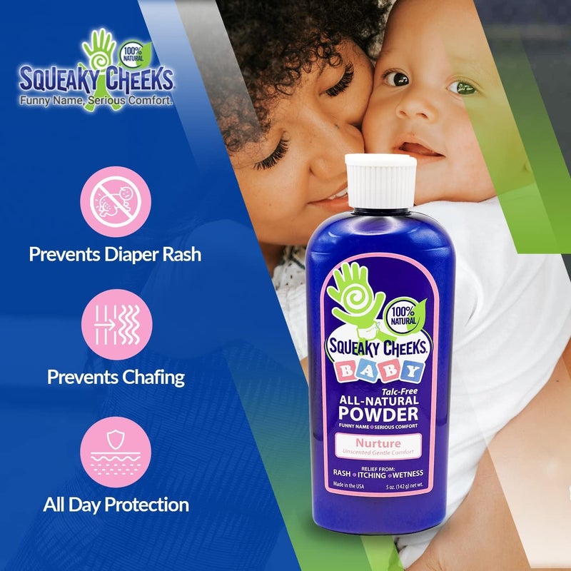Squeaky Cheeks Baby Powder 5oz  Organic  Unscented TalcFree and All Natural Powder  Effective Relief from Rash Wetness and Itching  Also Ideal for Adults - Image 5