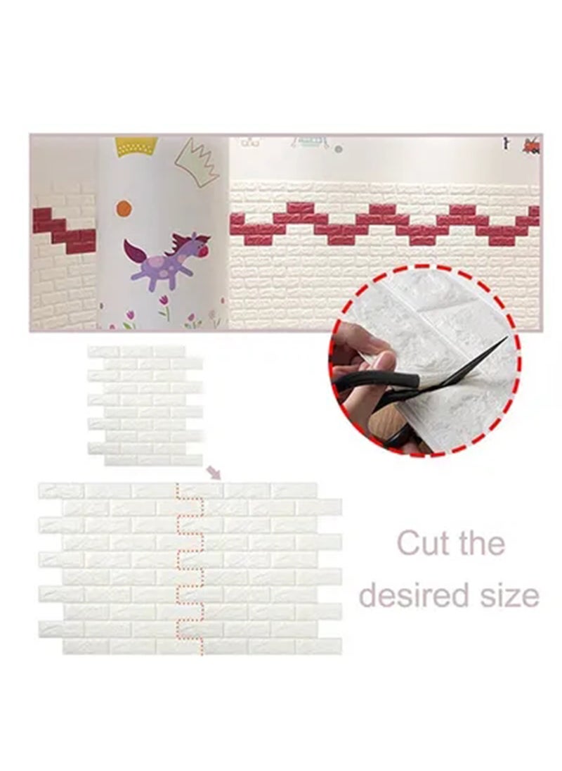 Sharpdo - 10-Piece 3D Foam Bricks Wallpaper Set White - Image 1