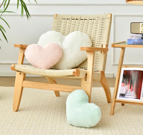 Petrella Heart Pillow Cute Fuzzy Pillows Throw Pillows for Bed Livingroom Home Decor Cushion Decorative Aesthetic Preppy Pillows Green,Small 13"x10" - Image 5