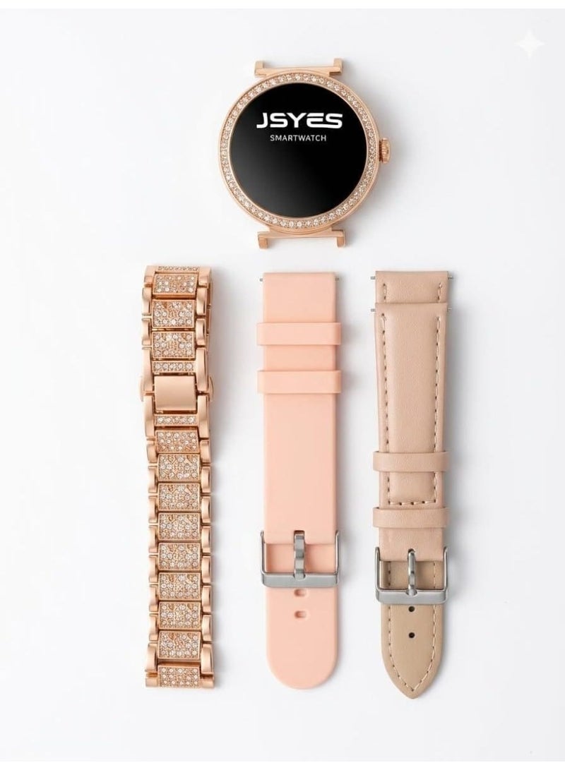 جيسي ساعة JSYES MS22 الذكية المرصعة بالألماس - إصدار فاخر باللون الذهبي الوردي 💎⌚ - Image 3