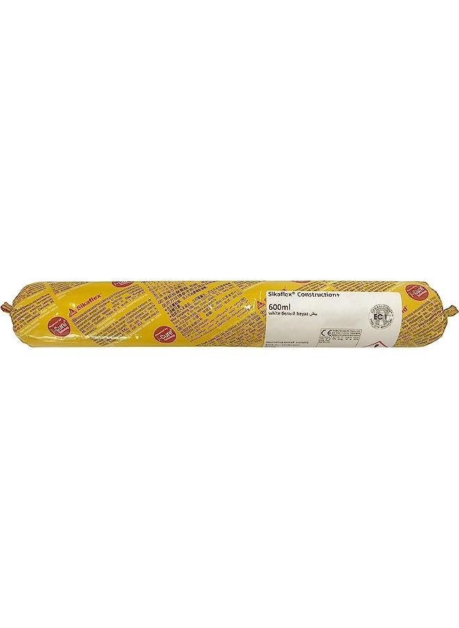 SIKA - Sikaflex Construction+, Multipurpose Elastic Joint Sealant For Concrete And Precast Joints, Sealing, Moisture-Curing ,Flexible Sausage ,White, 600 Ml ,443478 - Image 1