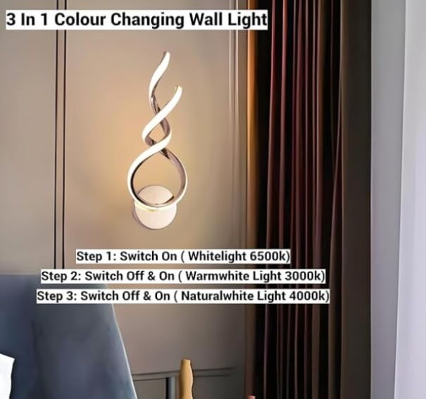 The Crafted Gesture Modern Electroplated Gold LED Wall Lamp Lighting for Living Room Bedroom and BedsideSwirlSpiral Round - Image 2