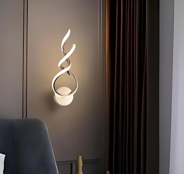 The Crafted Gesture Modern Electroplated Gold LED Wall Lamp Lighting for Living Room Bedroom and BedsideSwirlSpiral Round - Image 1