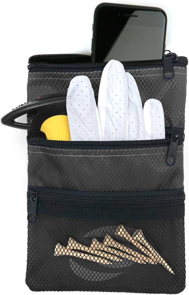 Orlimar Detachable Golf Accessory Pouch, 3 Zippered Pockets for Valuables and Golf Accessories, Clips to Your Golf Bag for Extra Storage and Easy Access. - Image 1