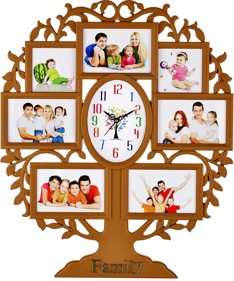 Harbour Analog Latest Stylish New Models Wall Clock with Photo Frames for Home Living Room Hall Bedroom Size Height 58 CM X Width 48CM Home Decor Big Size Wall Clock Mz STRT7 - Image 1