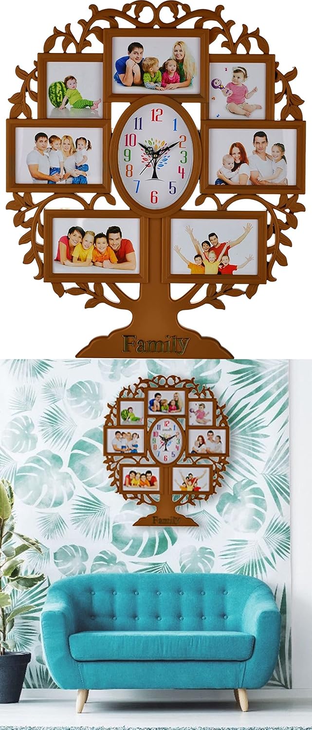 Harbour Analog Latest Stylish New Models Wall Clock with Photo Frames for Home Living Room Hall Bedroom Size Height 58 CM X Width 48CM Home Decor Big Size Wall Clock Mz STRT7 - Image 2