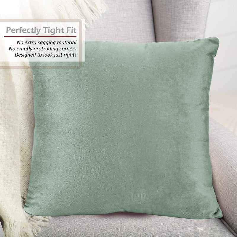 Nestl Nestl Throw Pillow Covers  Cozy Velvet Decorative Outdoor Pillow Covers 16x16 Inches  Soft Solid Cushion Covers for Sofa  Bed and Car  Set of 4 - Mint  - Image 4