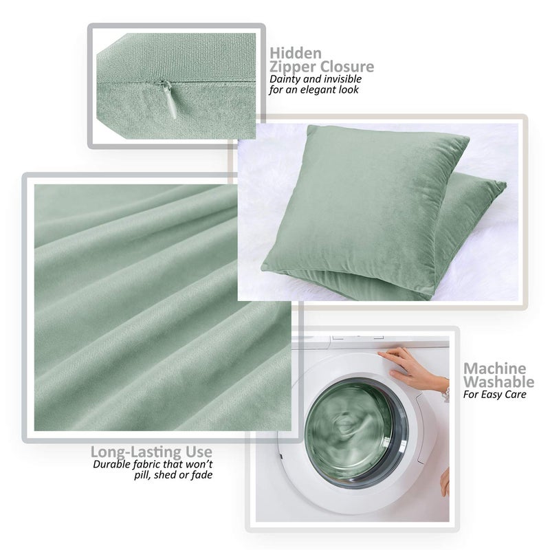 Nestl Nestl Throw Pillow Covers  Cozy Velvet Decorative Outdoor Pillow Covers 16x16 Inches  Soft Solid Cushion Covers for Sofa  Bed and Car  Set of 4 - Mint  - Image 3