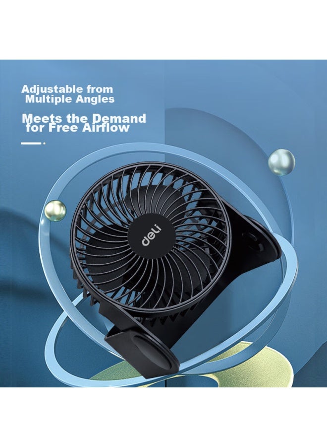 Deli Usb Desktop Fan, Two-speed Mini Quiet Fan For Home, Bedroom, Office, Desktop, Student Dorm, Small Fan, U-shaped Base Small Table Fan/electric Fan, Black - Image 4