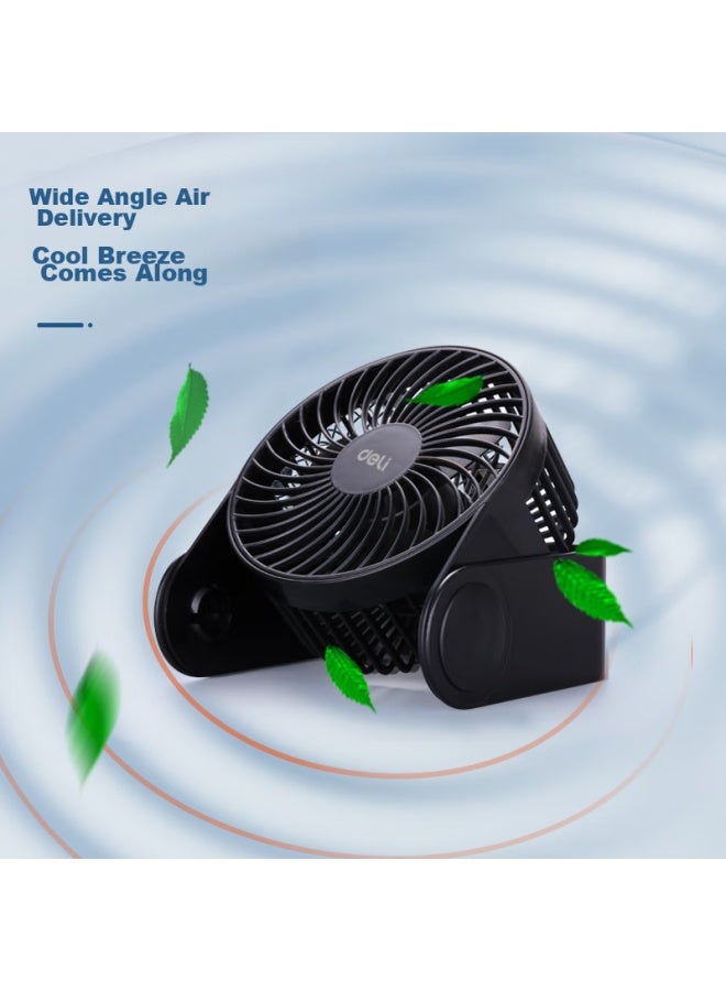 Deli Usb Desktop Fan, Two-speed Mini Quiet Fan For Home, Bedroom, Office, Desktop, Student Dorm, Small Fan, U-shaped Base Small Table Fan/electric Fan, Black - Image 3