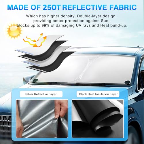 KUST Windshield Sun Shade for 2014-2024 Infiniti Q50 Accessories Custom Fit Window Shade Cover Sun Visor Folding Blocks UV Rays Keep Your Car Cooler - Image 3
