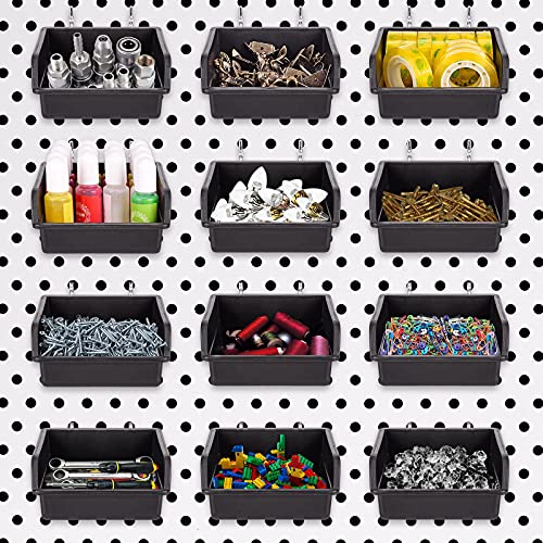 G.CORE 12 Pack Pegboard Bins with Hooks, Peg Board Hooks Assortment Organizer Accessory, Various Tools Storage Arrange System Kit for Garage Craft Workshop Workbench Hobby Office - Image 1