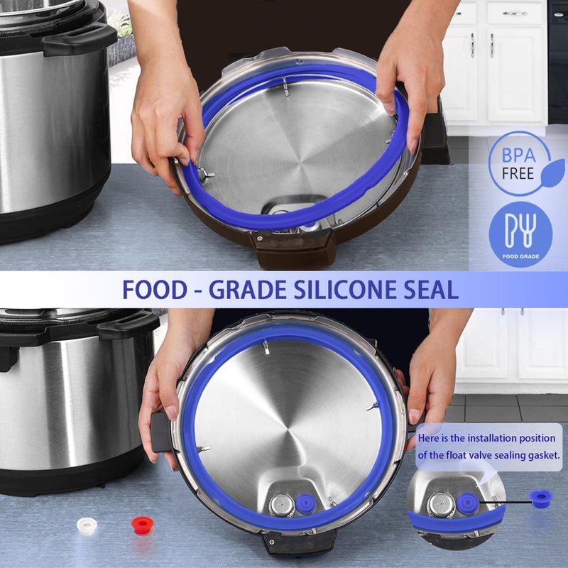 Beaquoei 4 Pack 6 Qt Silicone Sealing Ring for Instant Pot Replacement Silicone Gasket Seal Rings with 4 Colors with 4 Float Valve Seal Gasket, Fits Duo/Plus 6, Ultra 6, Lux 6, Smart 6, Nova 6, CSG - Image 3