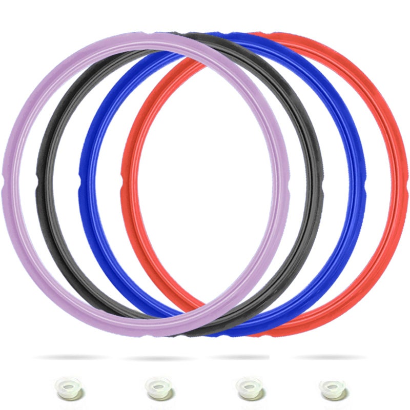 Beaquoei 4 Pack 6 Qt Silicone Sealing Ring for Instant Pot Replacement Silicone Gasket Seal Rings with 4 Colors with 4 Float Valve Seal Gasket, Fits Duo/Plus 6, Ultra 6, Lux 6, Smart 6, Nova 6, CSG - Image 1