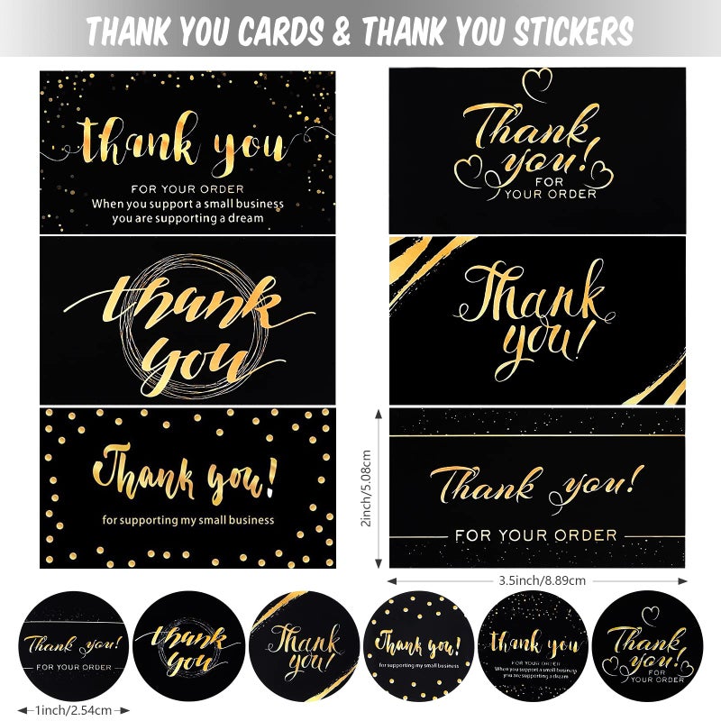 Tenare 1120 Pcs Thank You Cards and Stickers Set, Include 120 Business Card 1000 Roll Labels Thank You for Supporting My Small Business Stickers Package Insert(Fresh Style) - Image 2