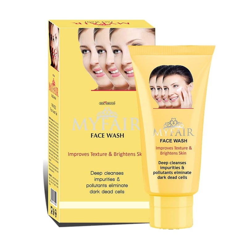 MYFAIR Fairness Facewash Dark Dead Cell Removal Deep Cleansing & Brightening Removes Dirt, Oil & Impurities Gentle & Hydrating formula Facewash for All Skin Types (60gm) - Pack of 01 - Image 1