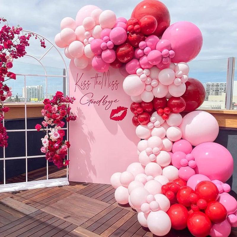 Winrayk 150Pcs Valentines Day Balloon Garland Arch Kit Pink Red Rose Red Balloons 18 10 5 for Women Girls Valentines Day Mothers Day Wedding Engagement Anniversary Party Decoration Supplies - Image 2