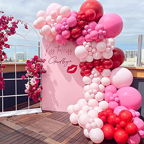 Winrayk 150Pcs Valentines Day Balloon Garland Arch Kit Pink Red Rose Red Balloons 18 10 5 for Women Girls Valentines Day Mothers Day Wedding Engagement Anniversary Party Decoration Supplies - Image 1