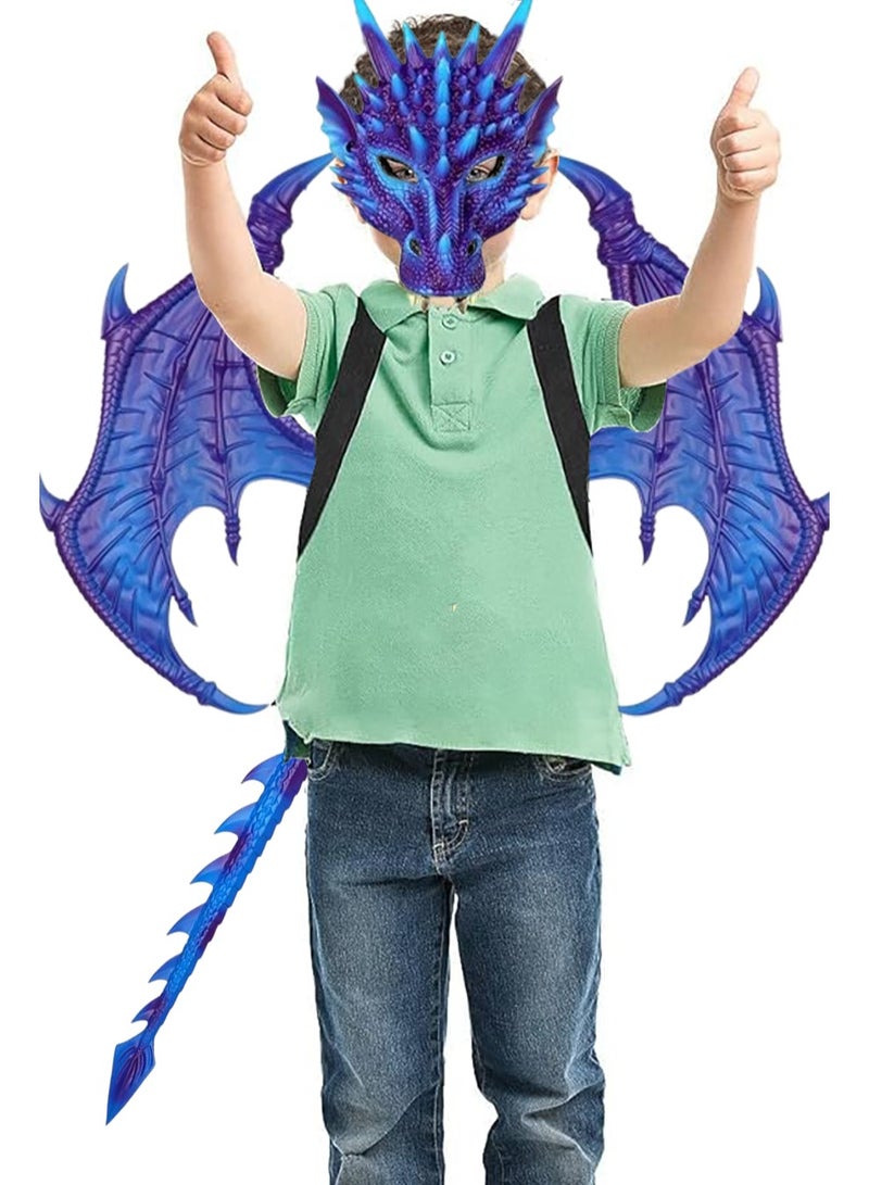 VUCATIN Dragon Costume Cosplay Costume for Kids Dinosaur Wings Tail Mask Set Boys Girls Children Dress Up Props for Festival Cosplay Party Dress Halloween - Image 1