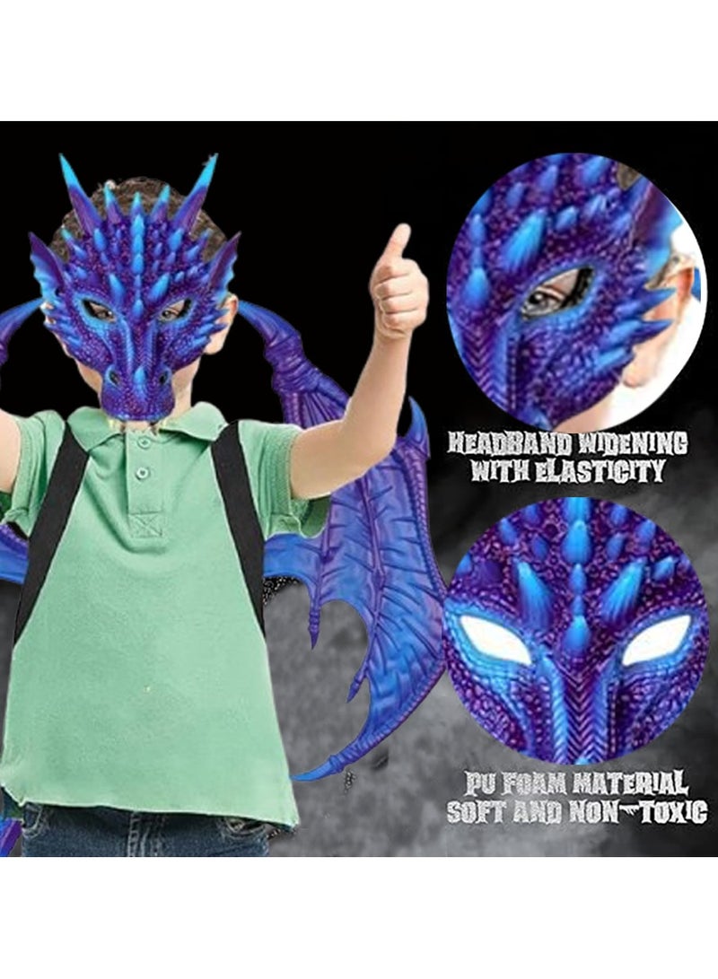 VUCATIN Dragon Costume Cosplay Costume for Kids Dinosaur Wings Tail Mask Set Boys Girls Children Dress Up Props for Festival Cosplay Party Dress Halloween - Image 2